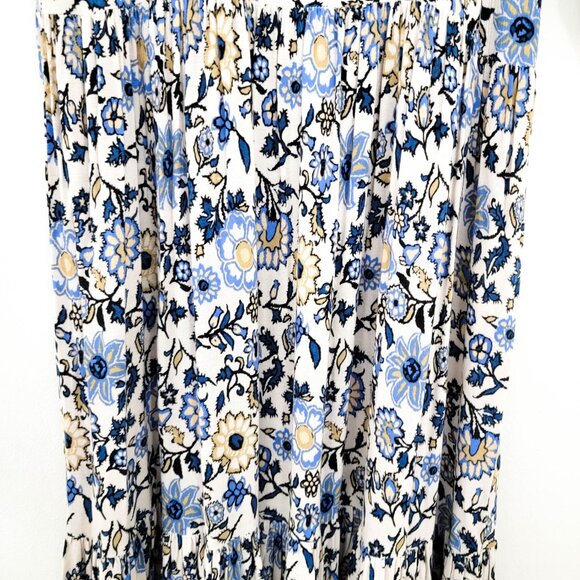 Christy Dawn Cream and Blue Floral Short Sleeve Maxi Dress Small - Picture 4 of 11